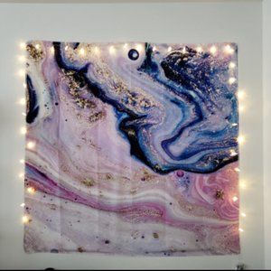 Psychedelic Art Gold Tapestry Colorful Room Decor 51'' x 59''